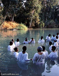 A baptism in the Jordan River - photo from FreeStockPhotos.com